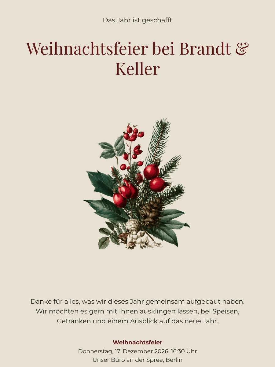 Helle Geschäftseinladung zu Weihnachten gestalten