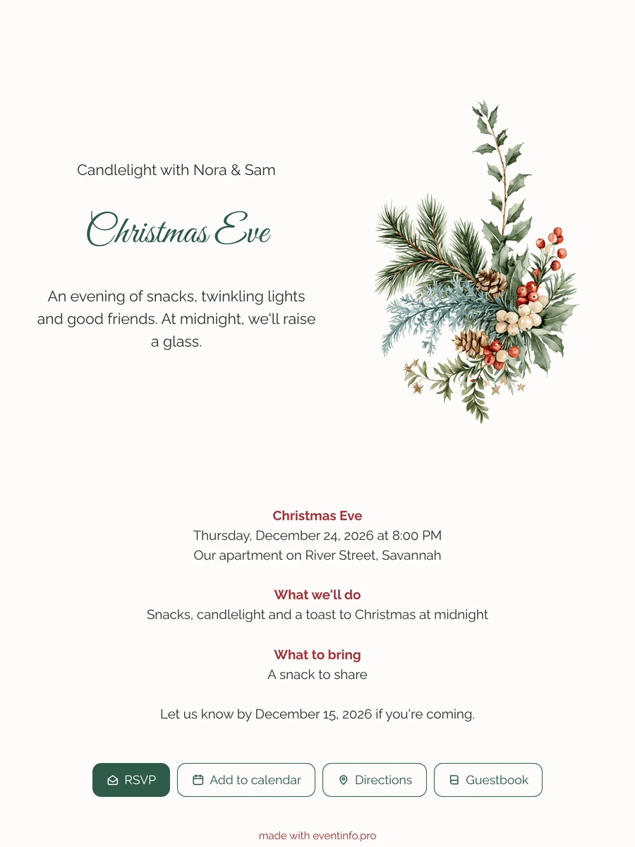 Create a candlelit Christmas Eve invitation