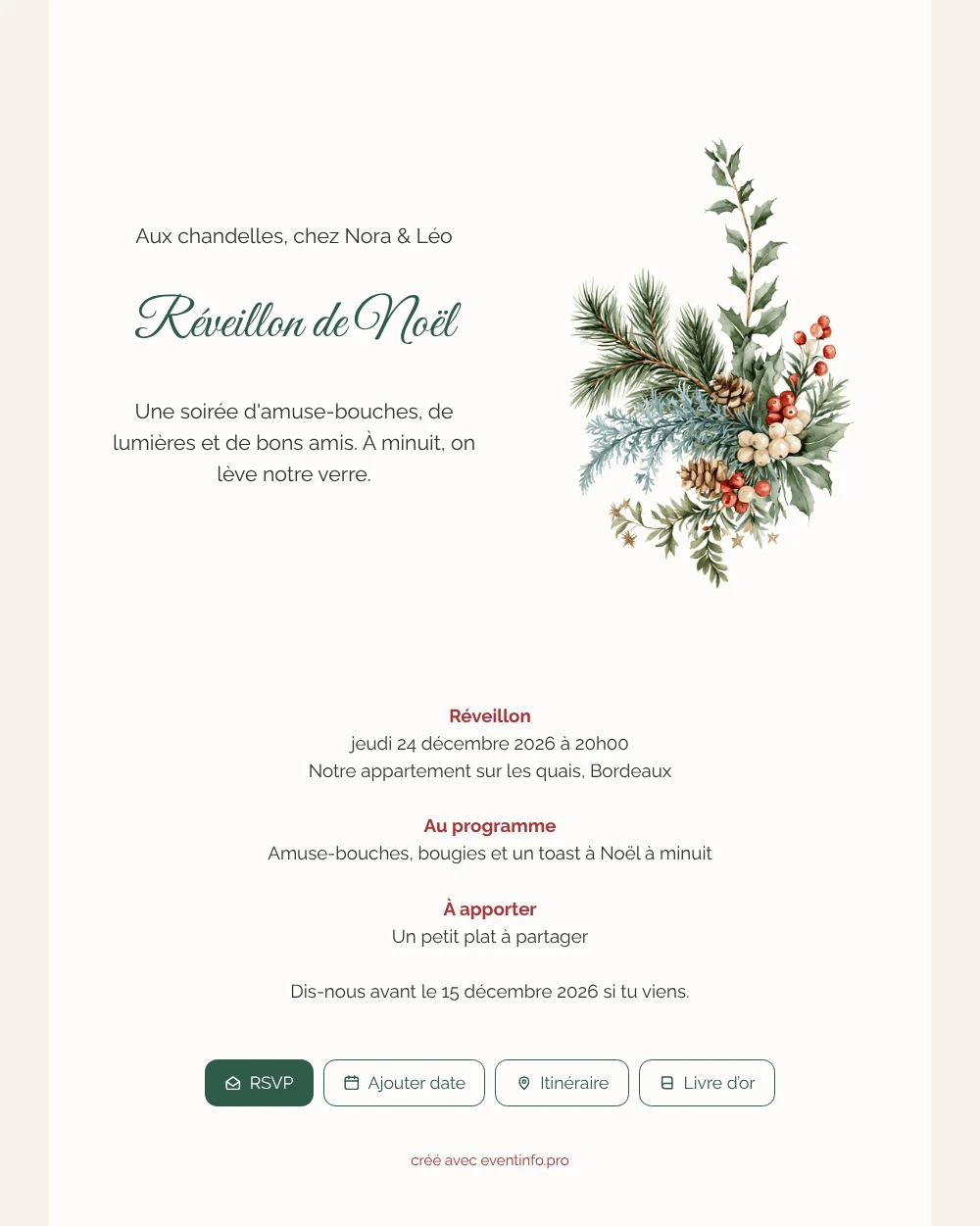 Créer une invitation de réveillon à l’aquarelle &ndash; exemple 1