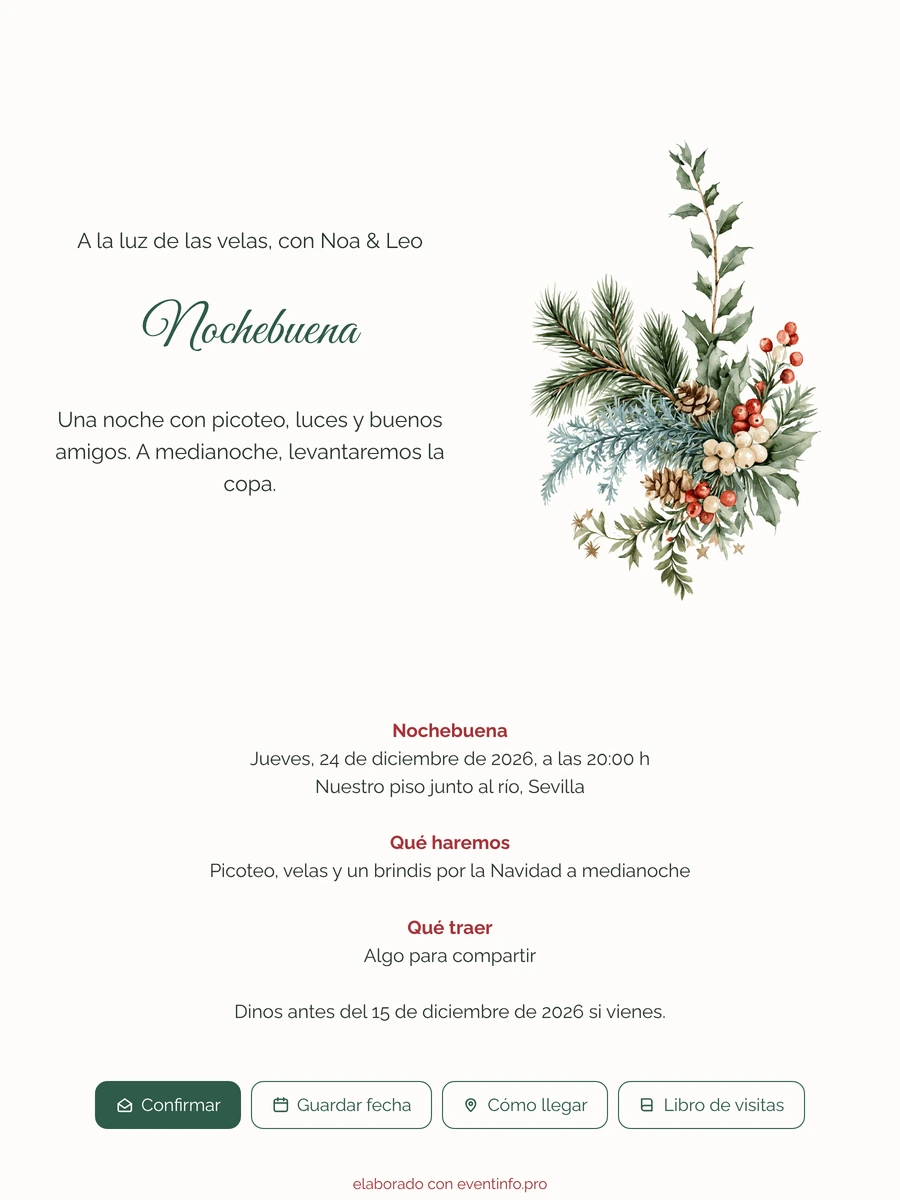 Crear una invitación de Nochebuena en acuarela