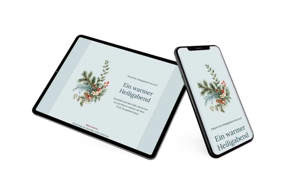 Gemütliche Weihnachtseinladung in Eisblau versenden &ndash; Beispiel 2