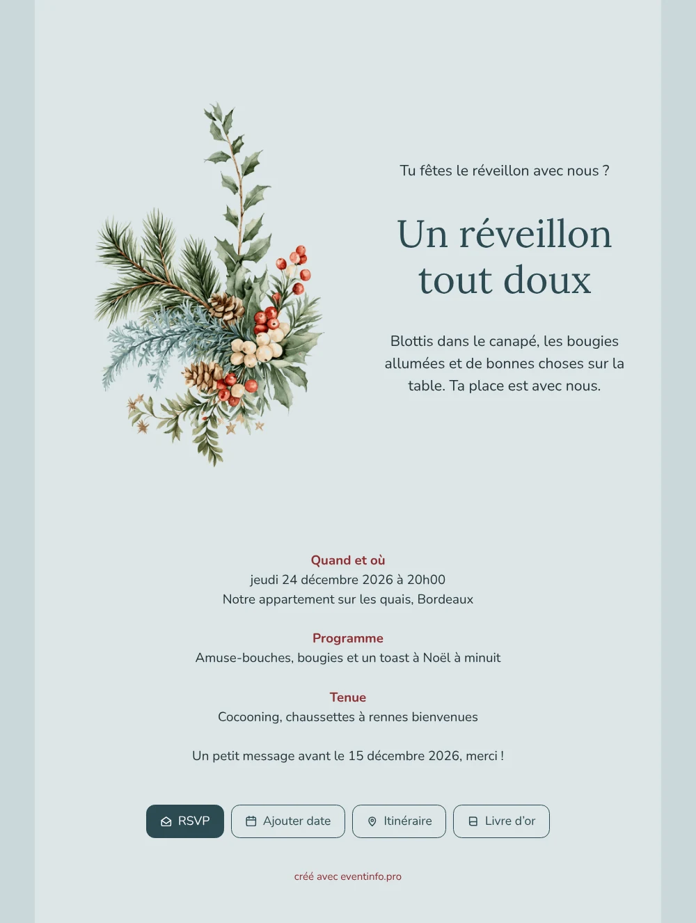 Envoyer une invitation de Noël bleu glacier &ndash; exemple 1