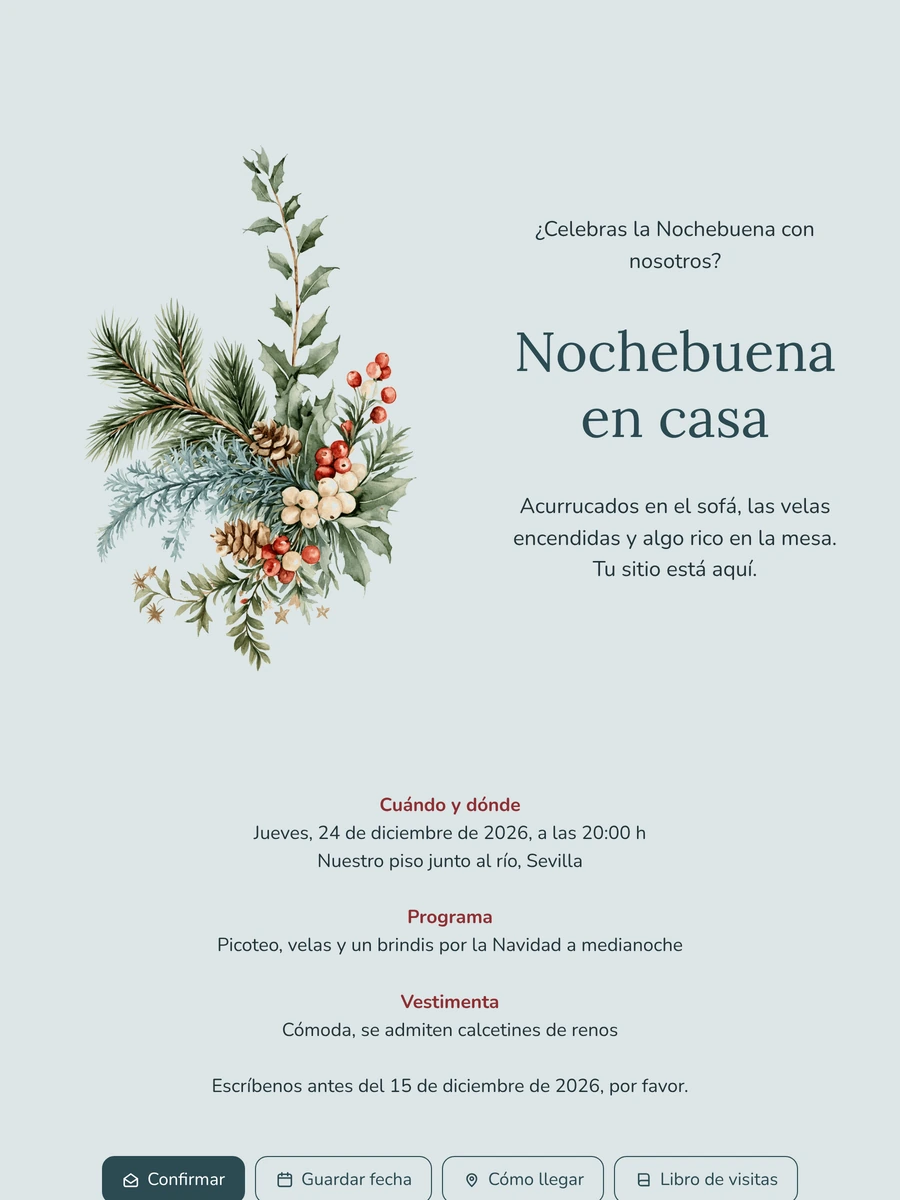 Enviar una invitación navideña en azul hielo