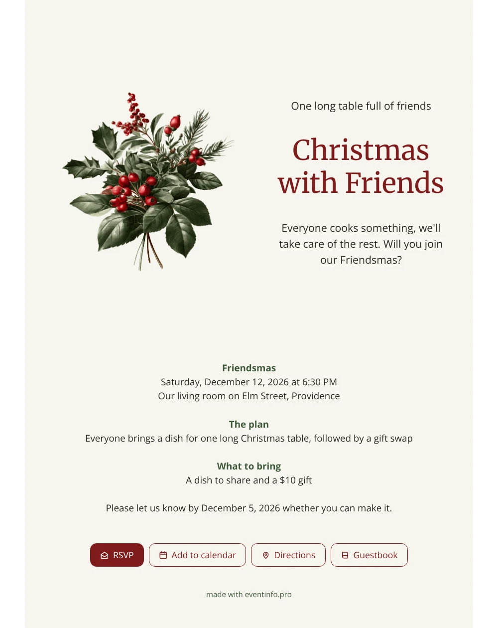 Create a Friendsmas dinner invitation &ndash; example 1