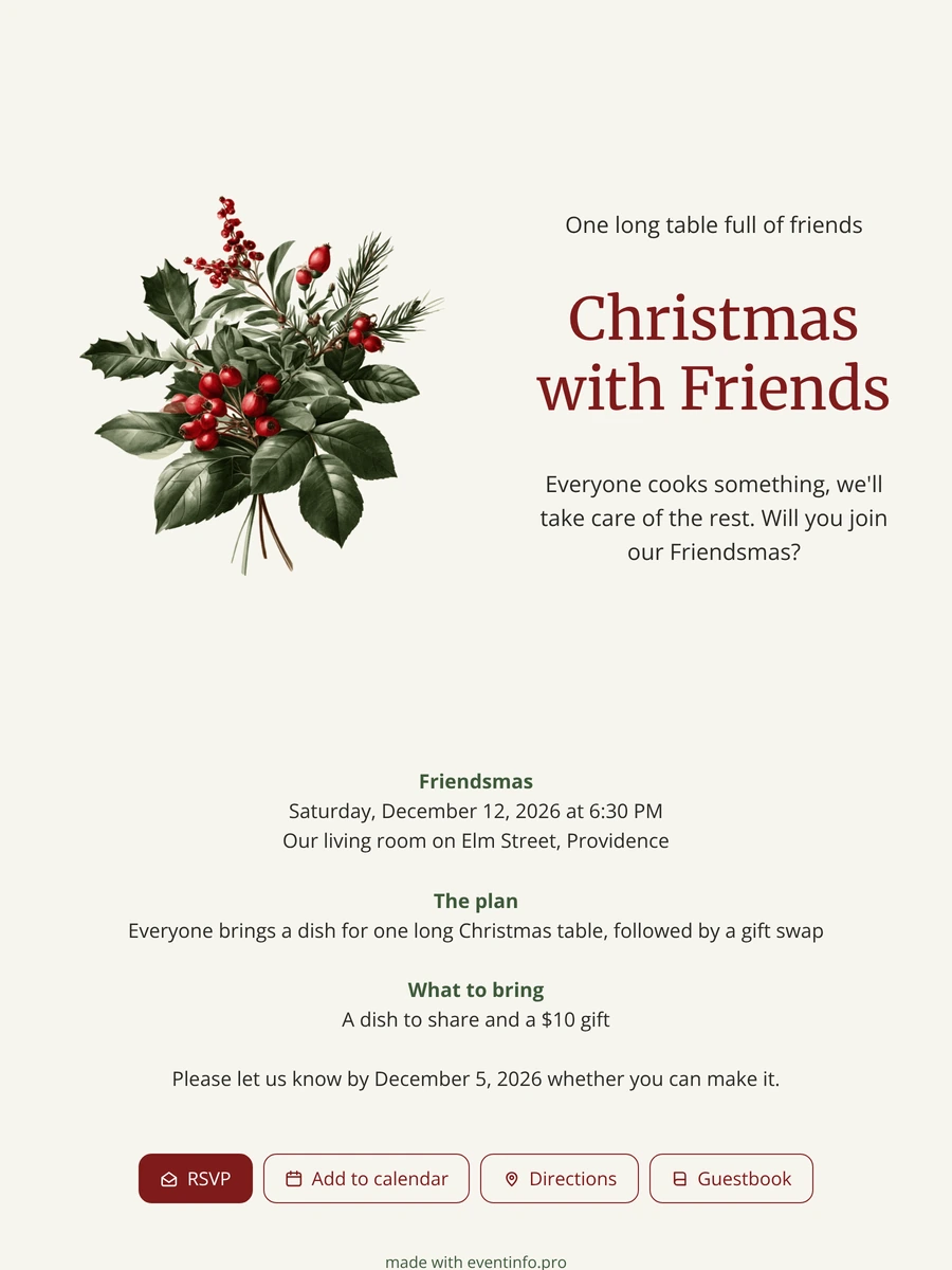 Create a Friendsmas dinner invitation