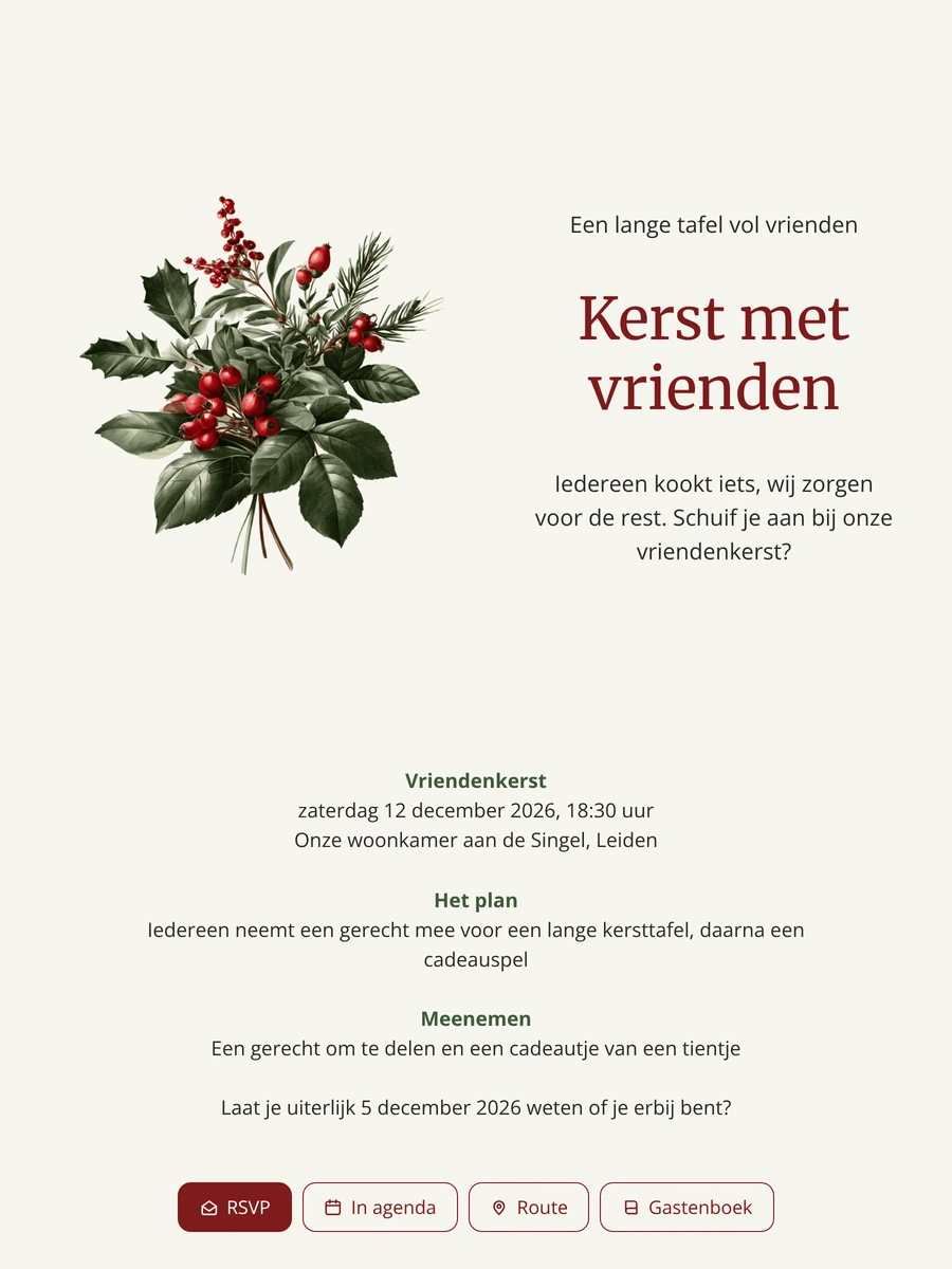 Kerstuitnodiging voor een vriendendiner maken
