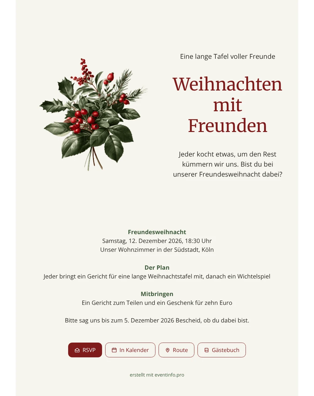 Weihnachtseinladung für eine Freundesrunde erstellen &ndash; Beispiel 1