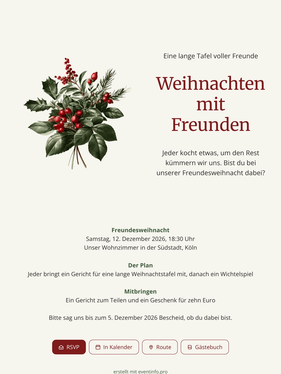 Weihnachtseinladung für eine Freundesrunde erstellen