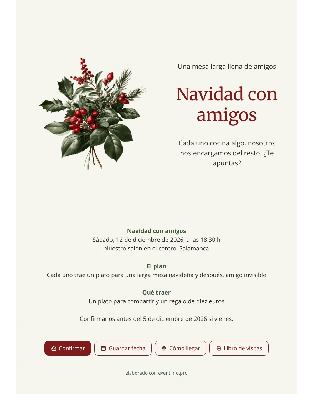 Crear una invitación navideña con acebo &ndash; ejemplo 1
