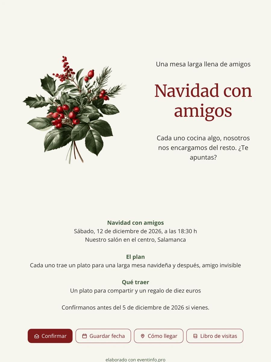 Crear una invitación navideña con acebo