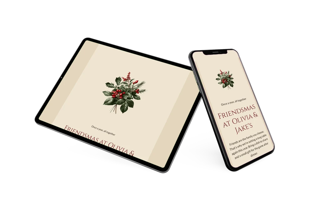 Create a Friendsmas invitation with holly &ndash; example 2