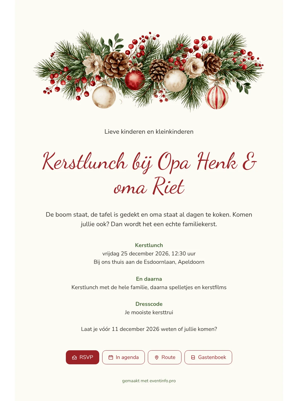 Maak een witte uitnodiging voor familiekerst &ndash; voorbeeld 1