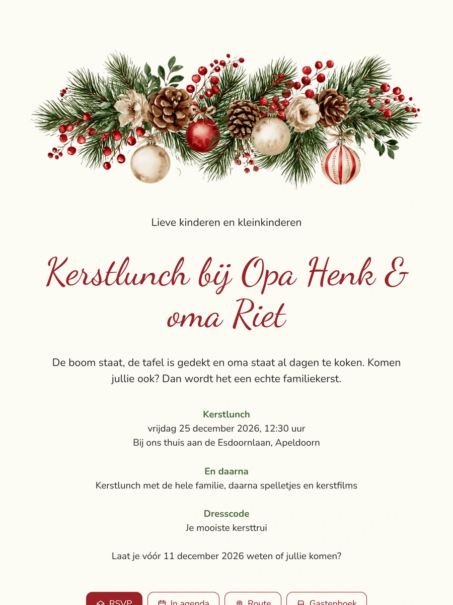 Maak een witte uitnodiging voor familiekerst