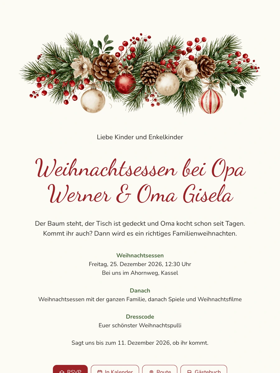 Weihnachtseinladung für die Familie erstellen