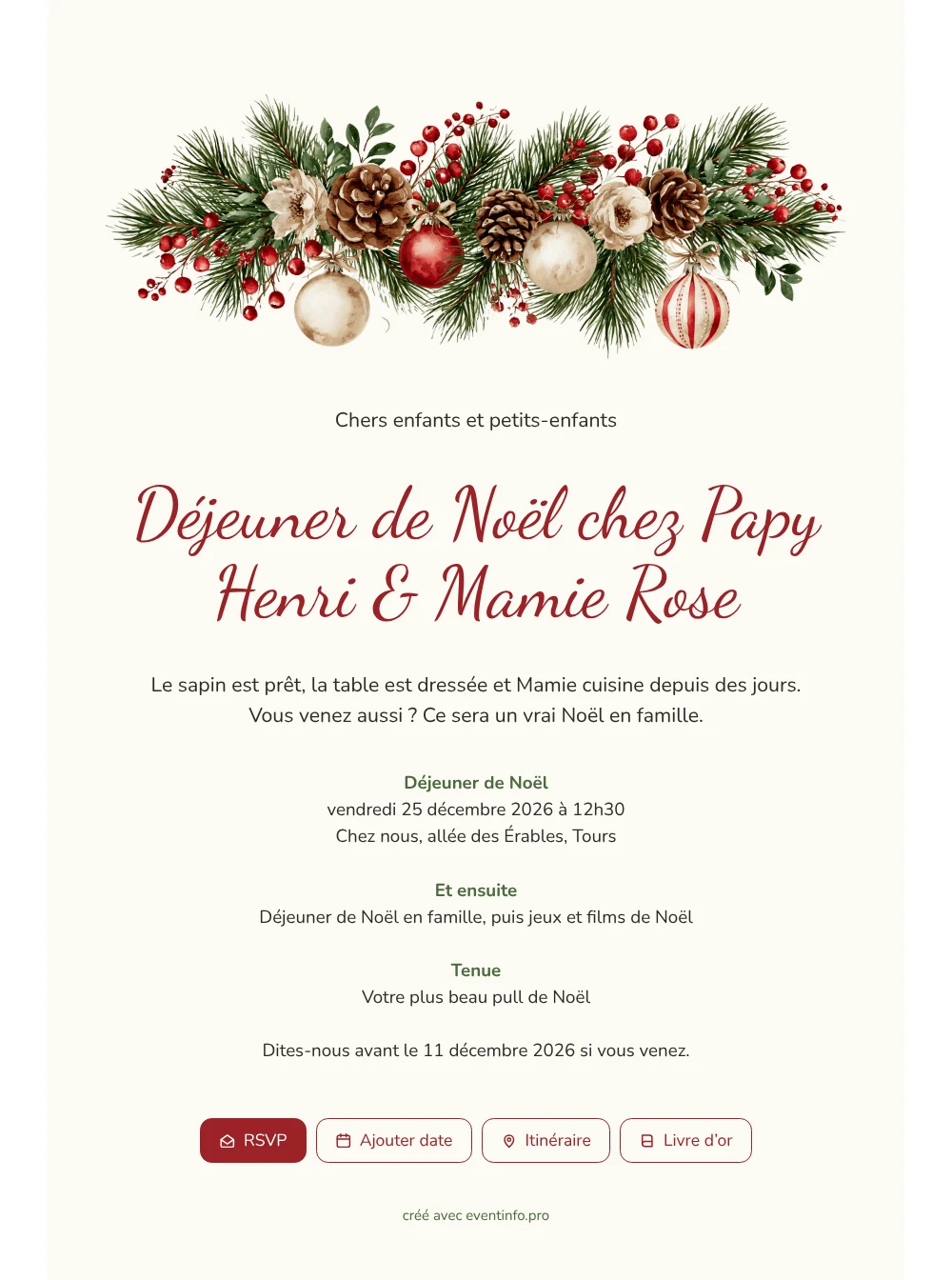 Envoyer une invitation de Noël en famille &ndash; exemple 1
