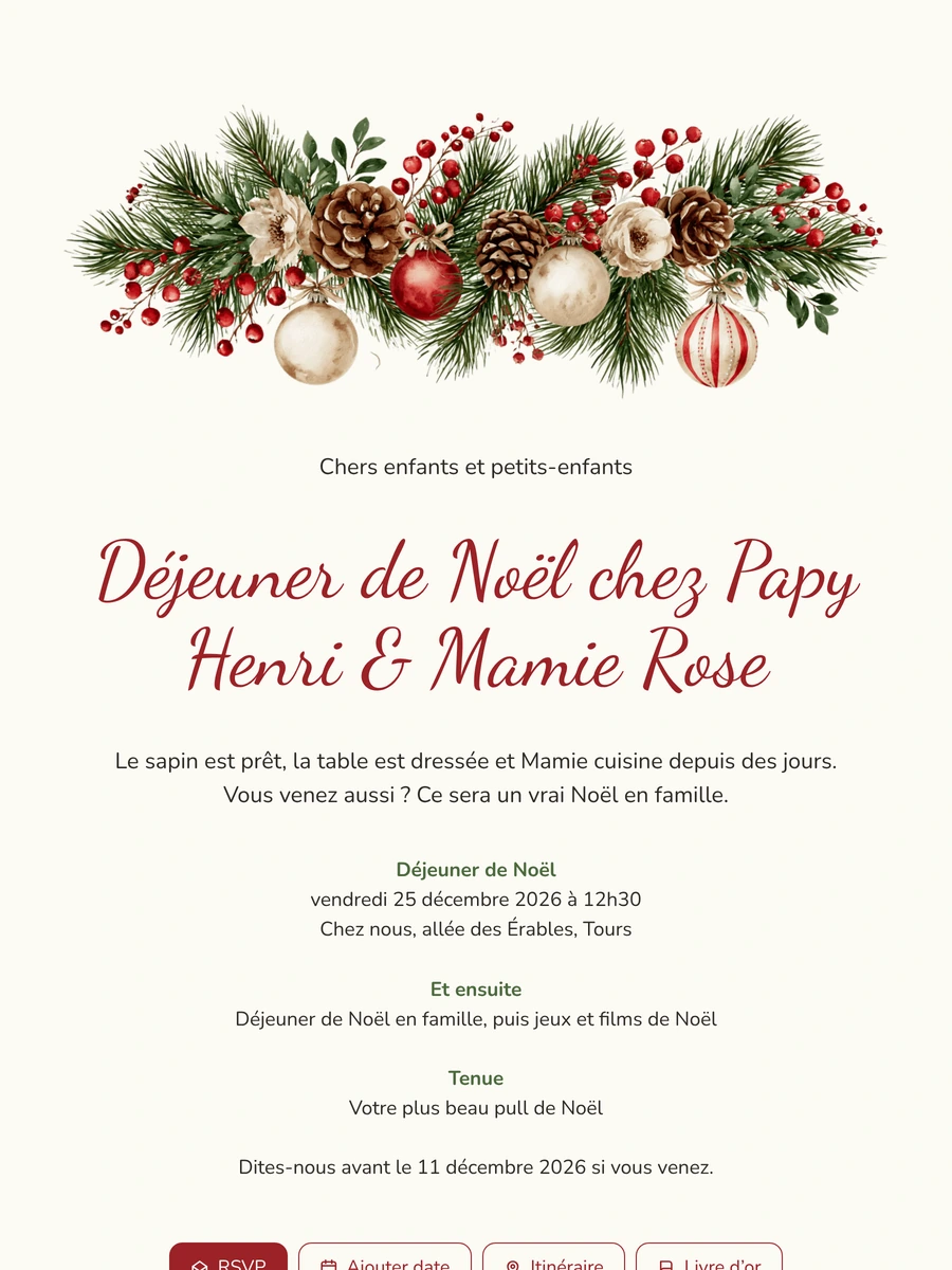 Envoyer une invitation de Noël en famille