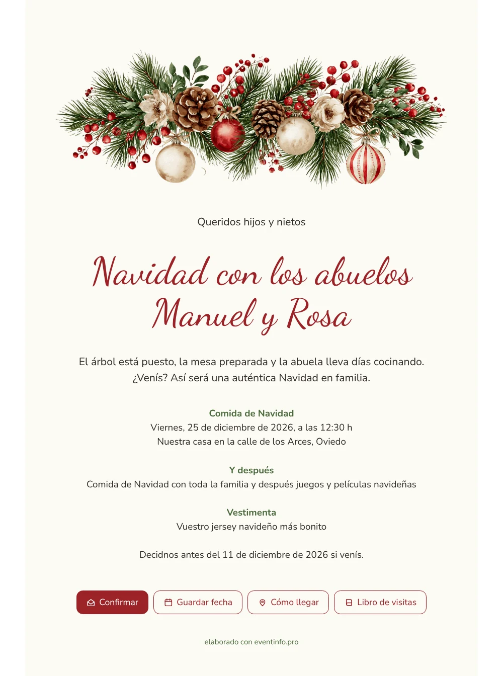 Envía una invitación navideña con guirnalda &ndash; ejemplo 1