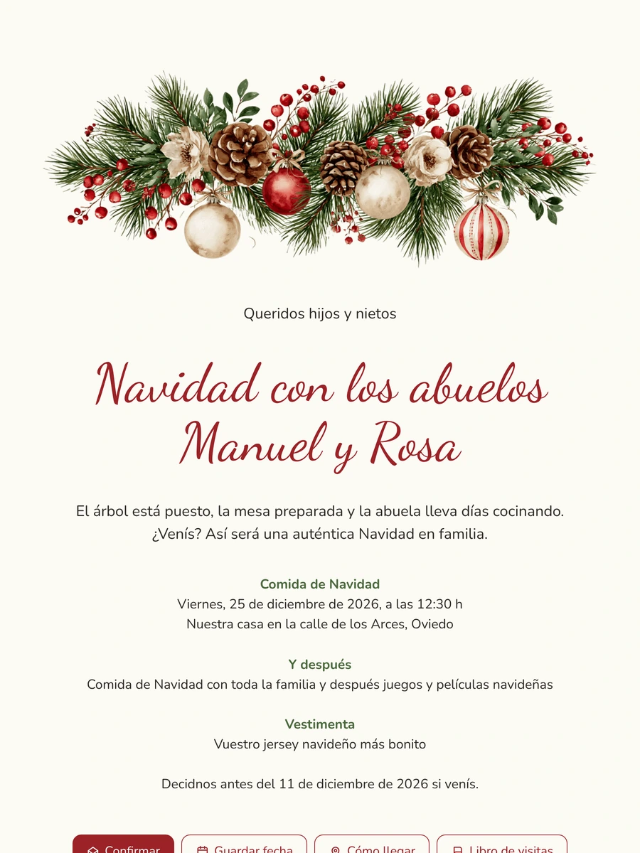 Envía una invitación navideña con guirnalda