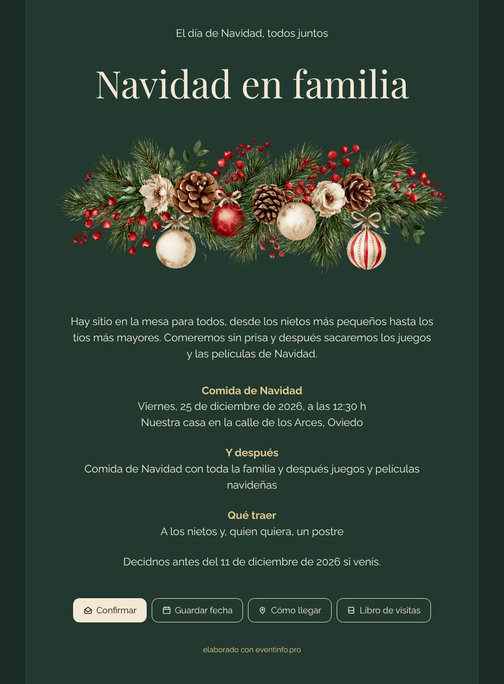 Crea una invitación de Navidad verde bosque &ndash; ejemplo 1