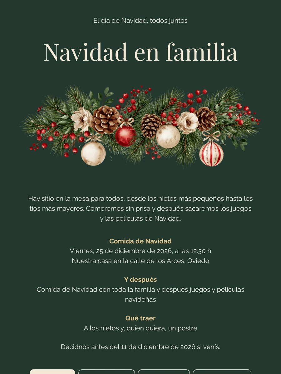 Crea una invitación de Navidad verde bosque