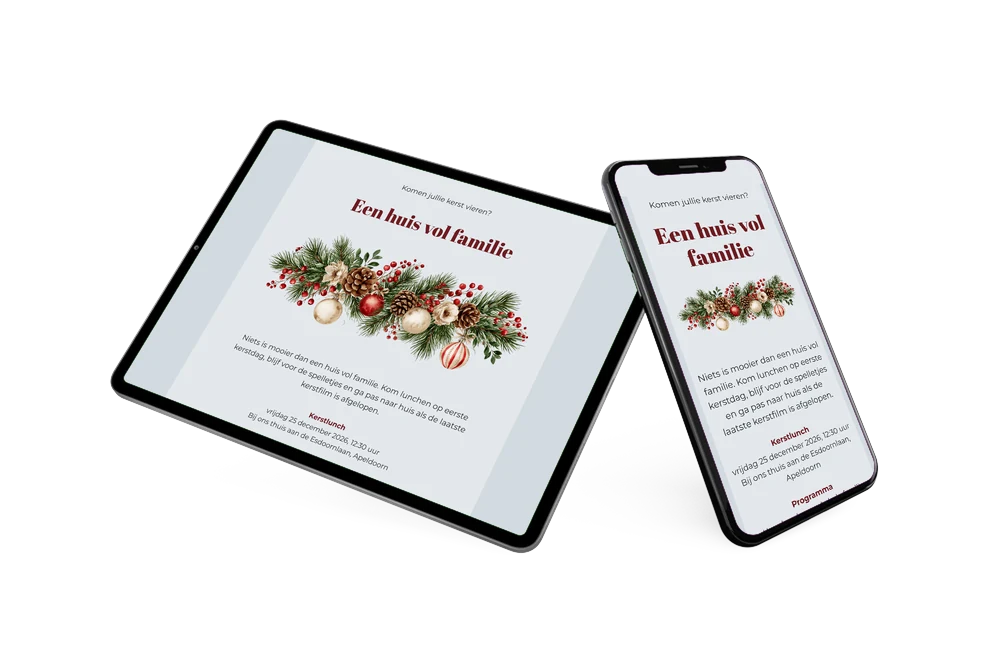 Uitnodiging voor de kerstlunch thuis maken &ndash; voorbeeld 2