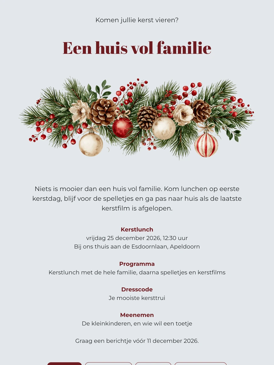 Uitnodiging voor de kerstlunch thuis maken