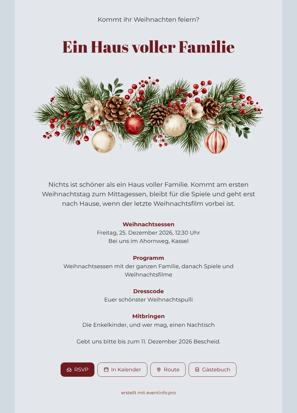 Einladung zum Familienweihnachten zu Hause erstellen &ndash; Beispiel 1