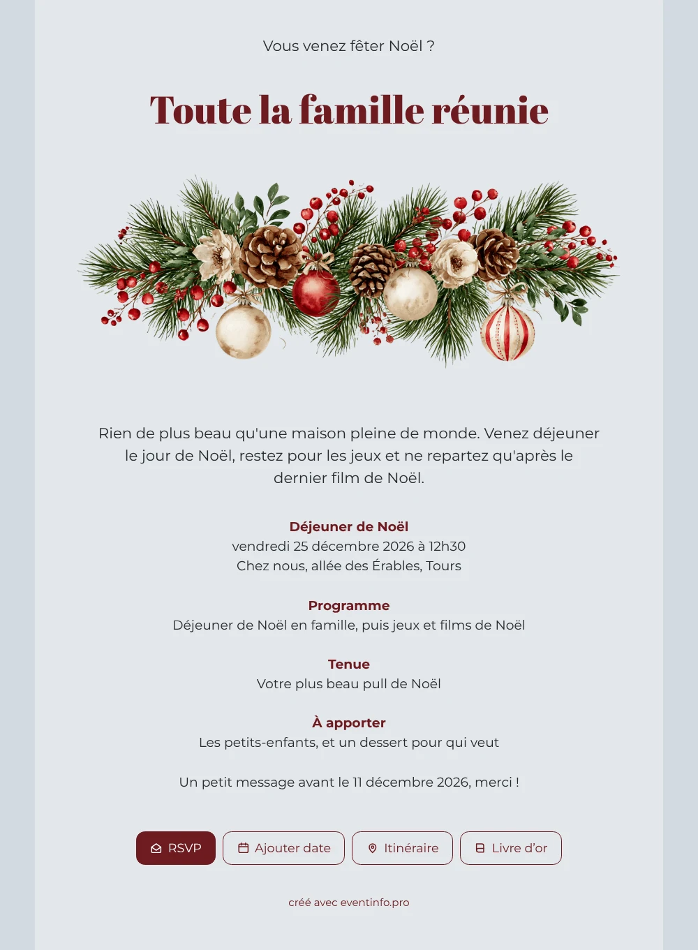 Créer une invitation pour Noël en famille &ndash; exemple 1