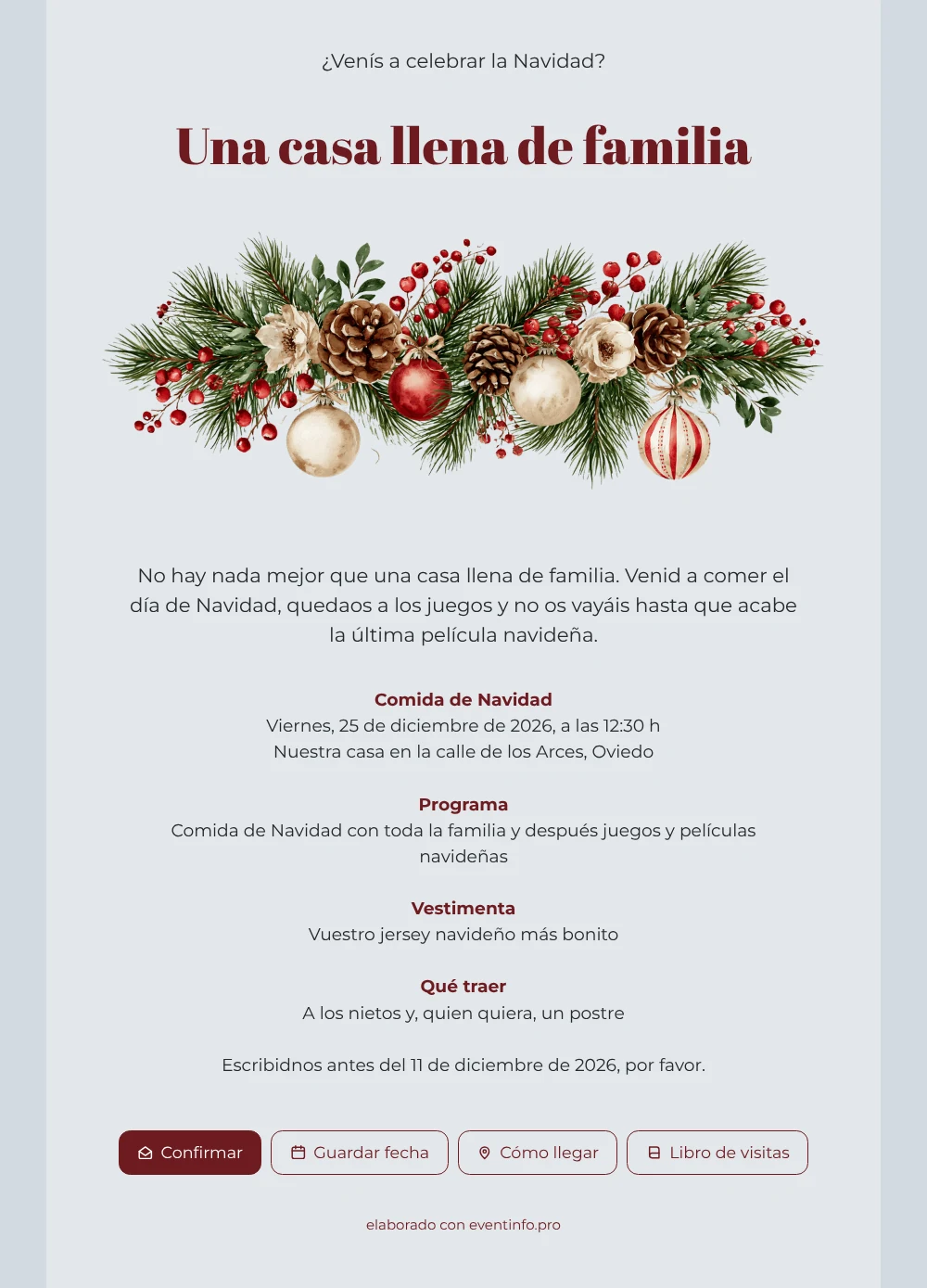 Crear una invitación para Navidad en familia &ndash; ejemplo 1