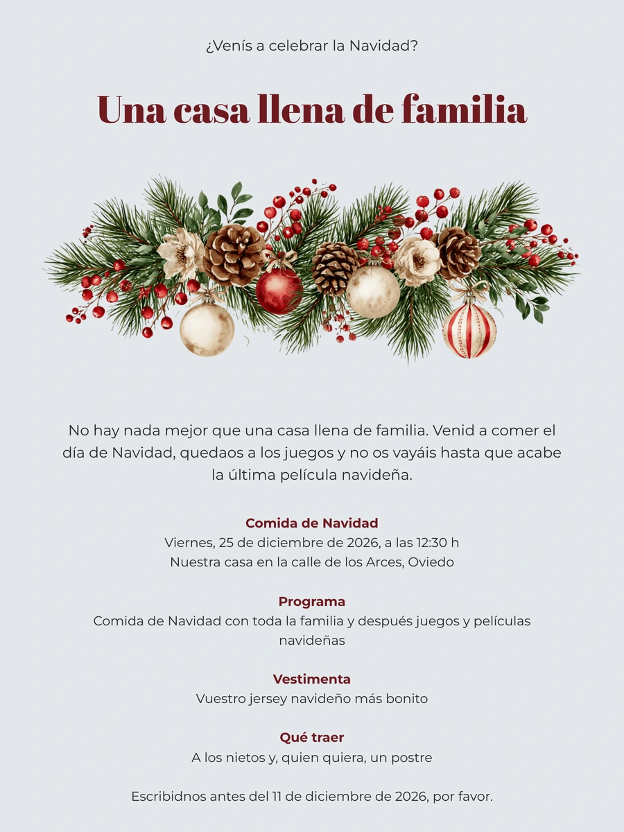 Crear una invitación para Navidad en familia
