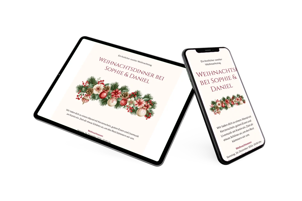 Festliche Einladung zum Weihnachtsdinner gestalten &ndash; Beispiel 2