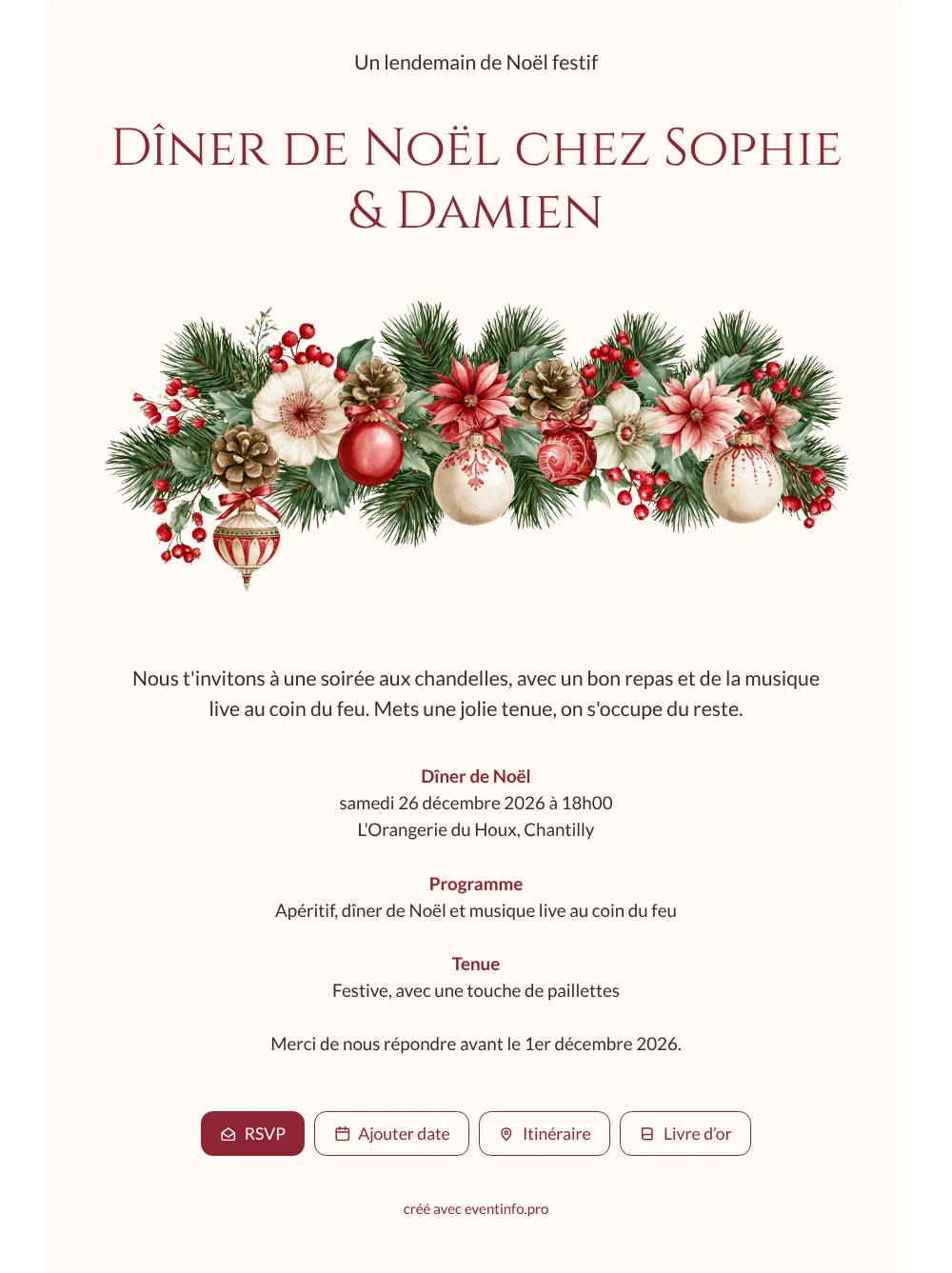 Créer une invitation de dîner aux poinsettias &ndash; exemple 1