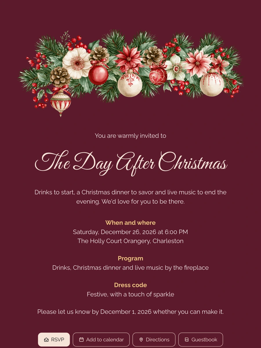 Send a deep red Christmas dinner invitation