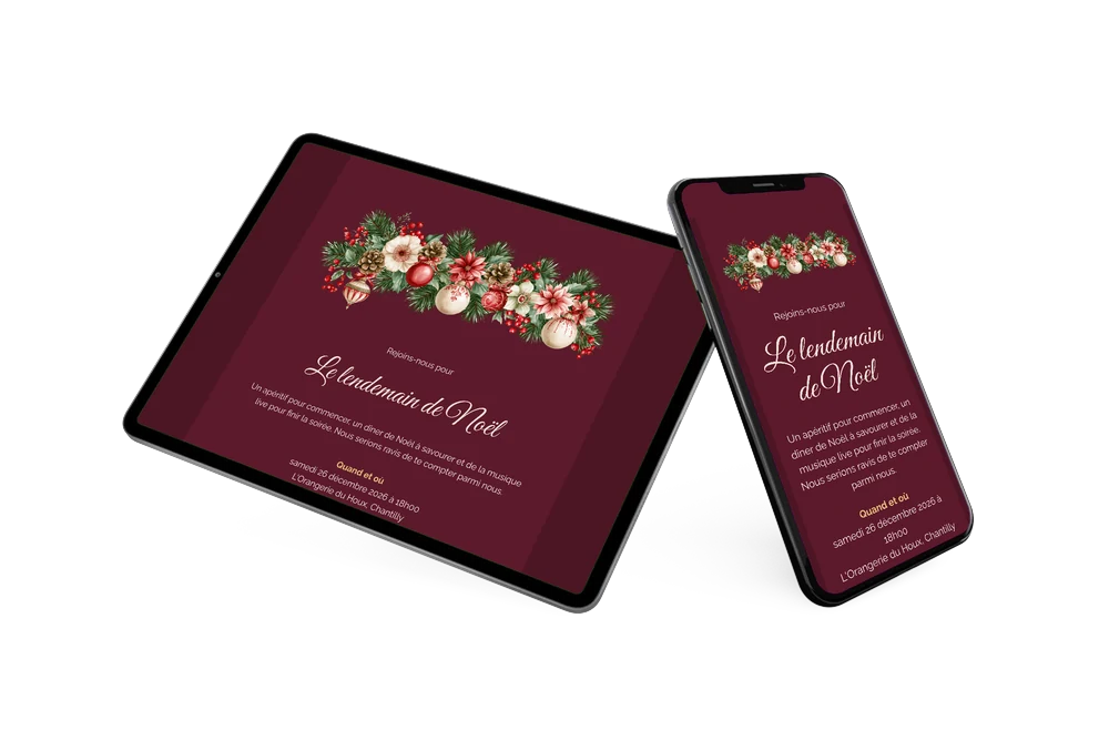 Envoyer une invitation de Noël rouge bordeaux &ndash; exemple 2