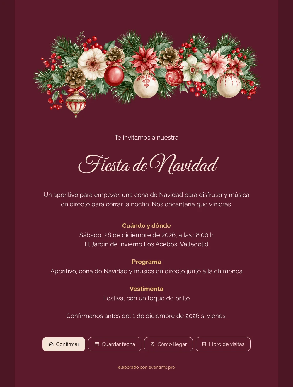 Enviar una invitación de Navidad en burdeos &ndash; ejemplo 1