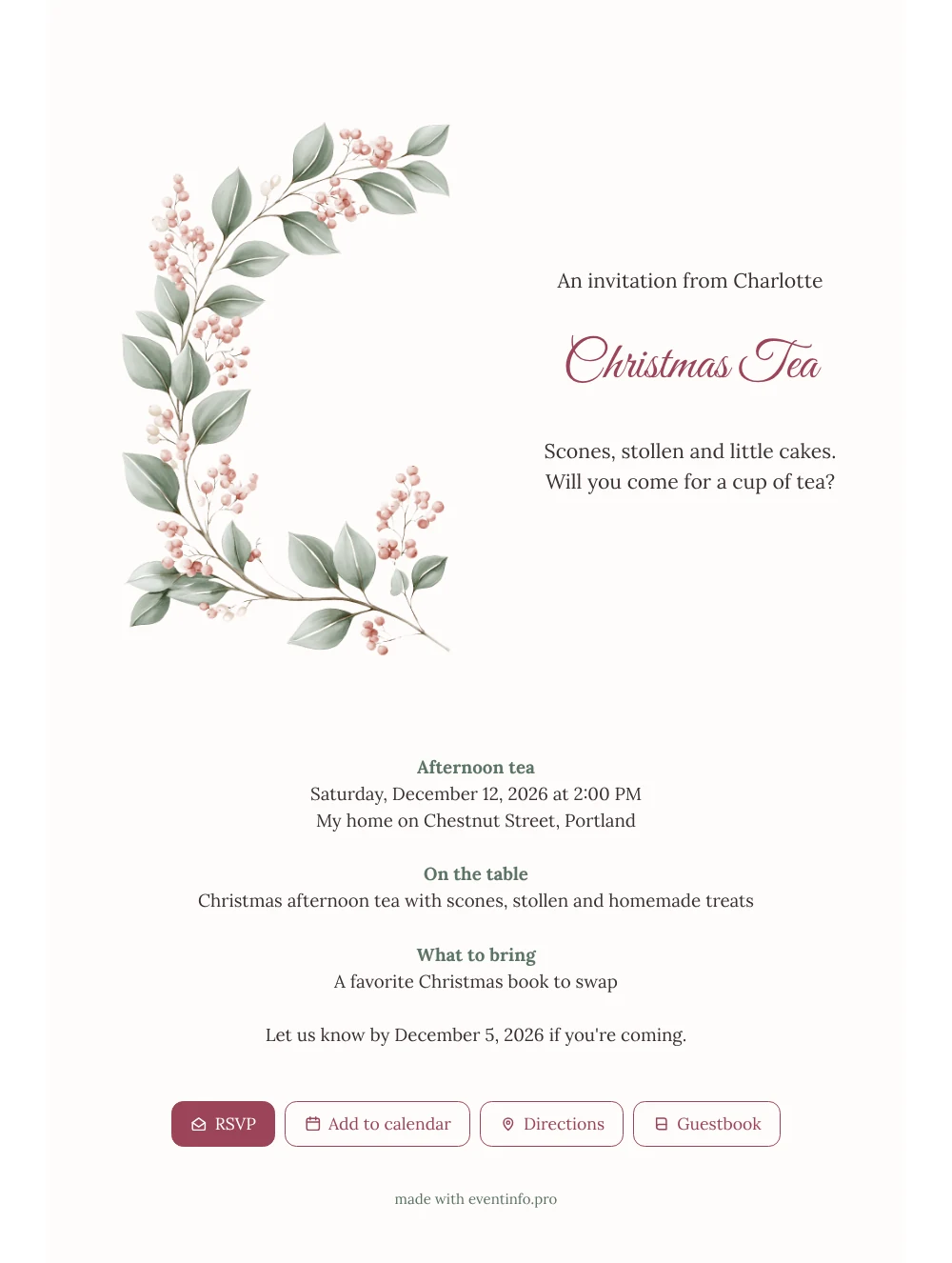 Make a cozy Christmas tea invitation &ndash; example 1