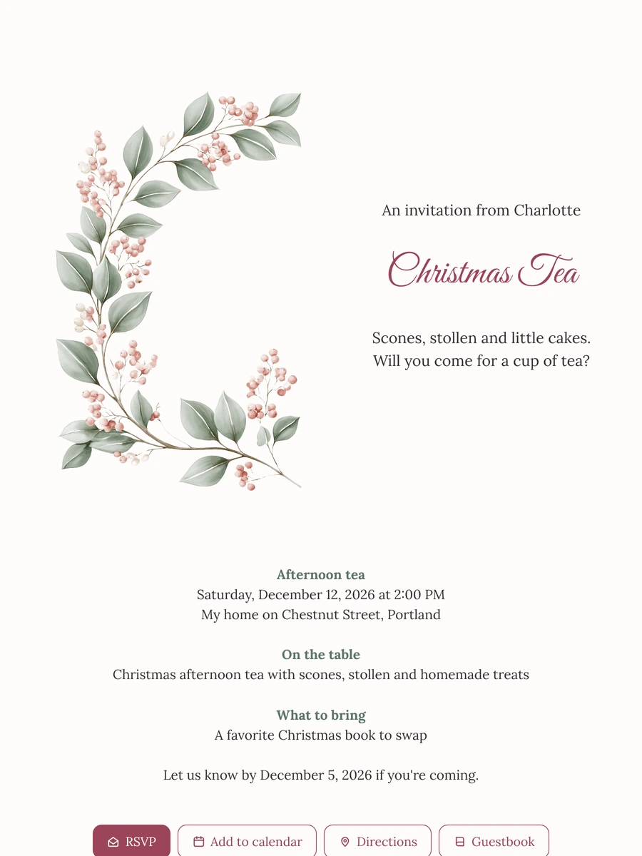 Make a cozy Christmas tea invitation