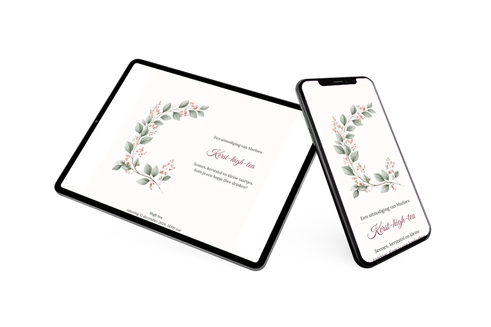 Kerstuitnodiging voor een high tea thuis maken &ndash; voorbeeld 2