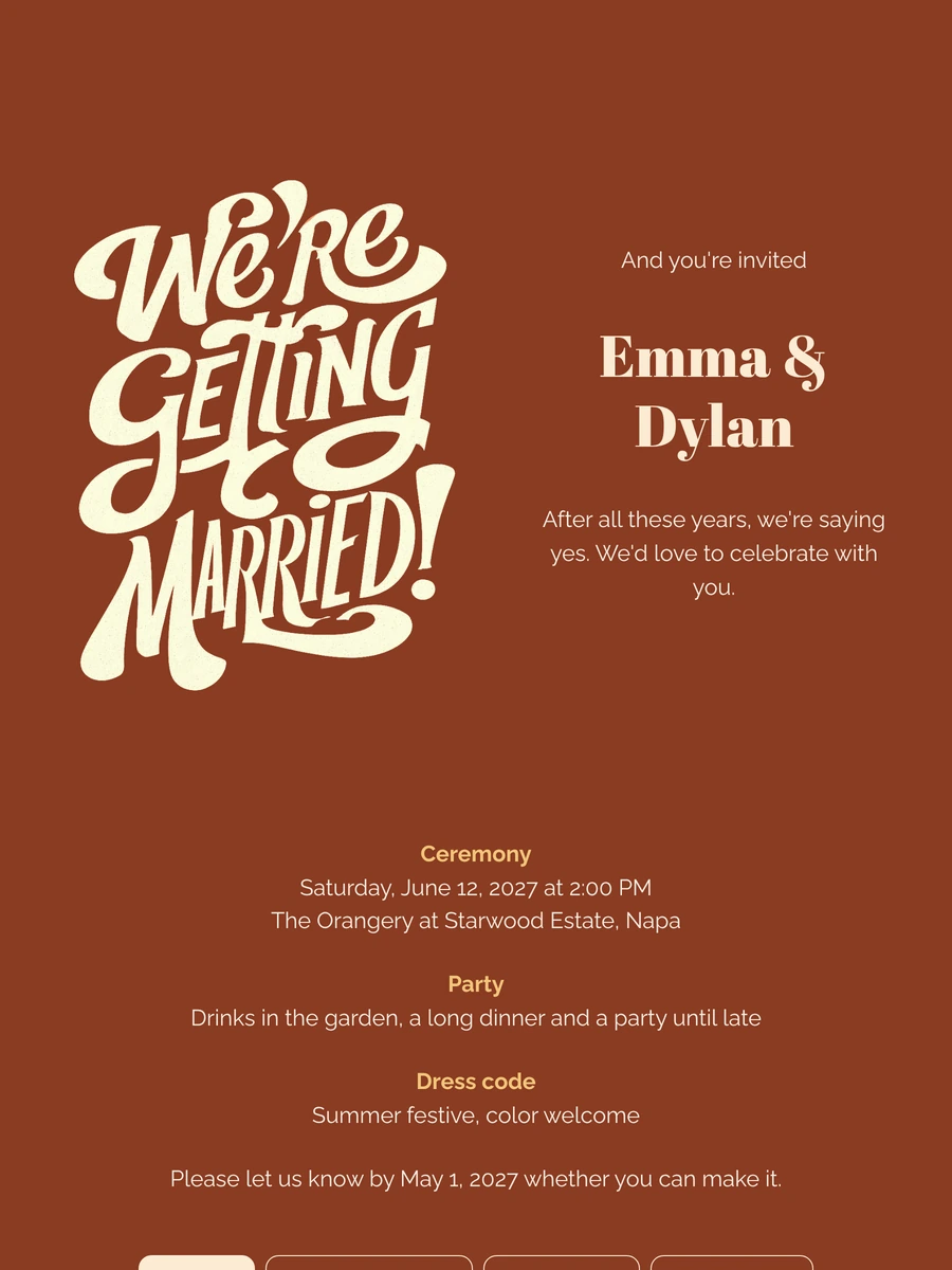 Create a terracotta wedding invitation with lettering