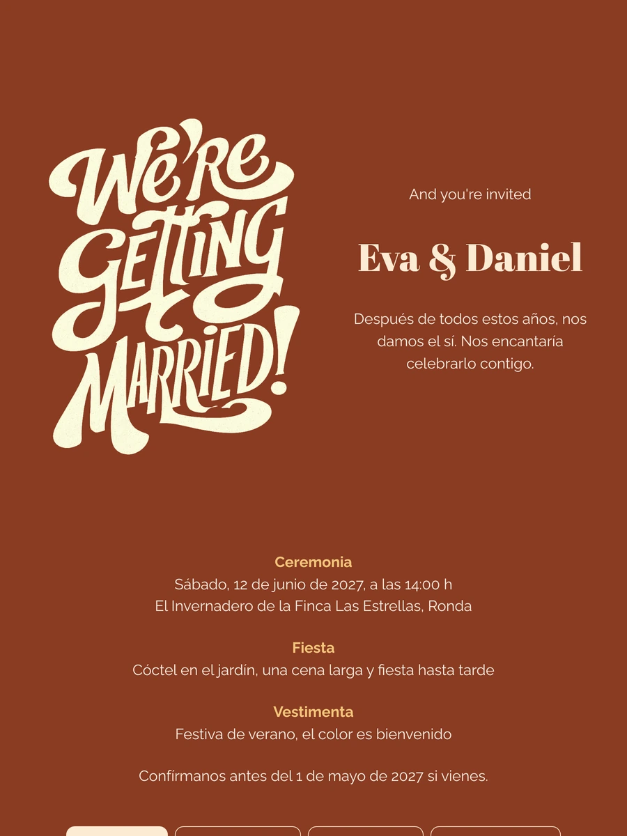 Crear una invitación de boda terracota