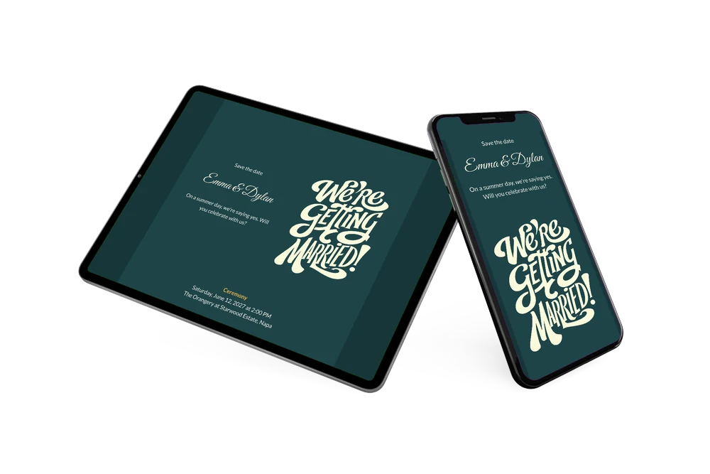Send a petrol blue save the date &ndash; example 2