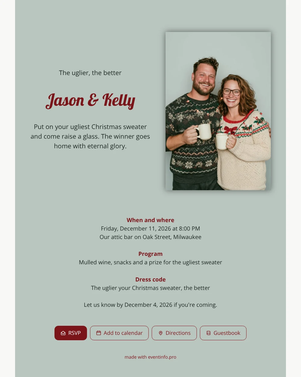 Create an ugly Christmas sweater invitation &ndash; example 1