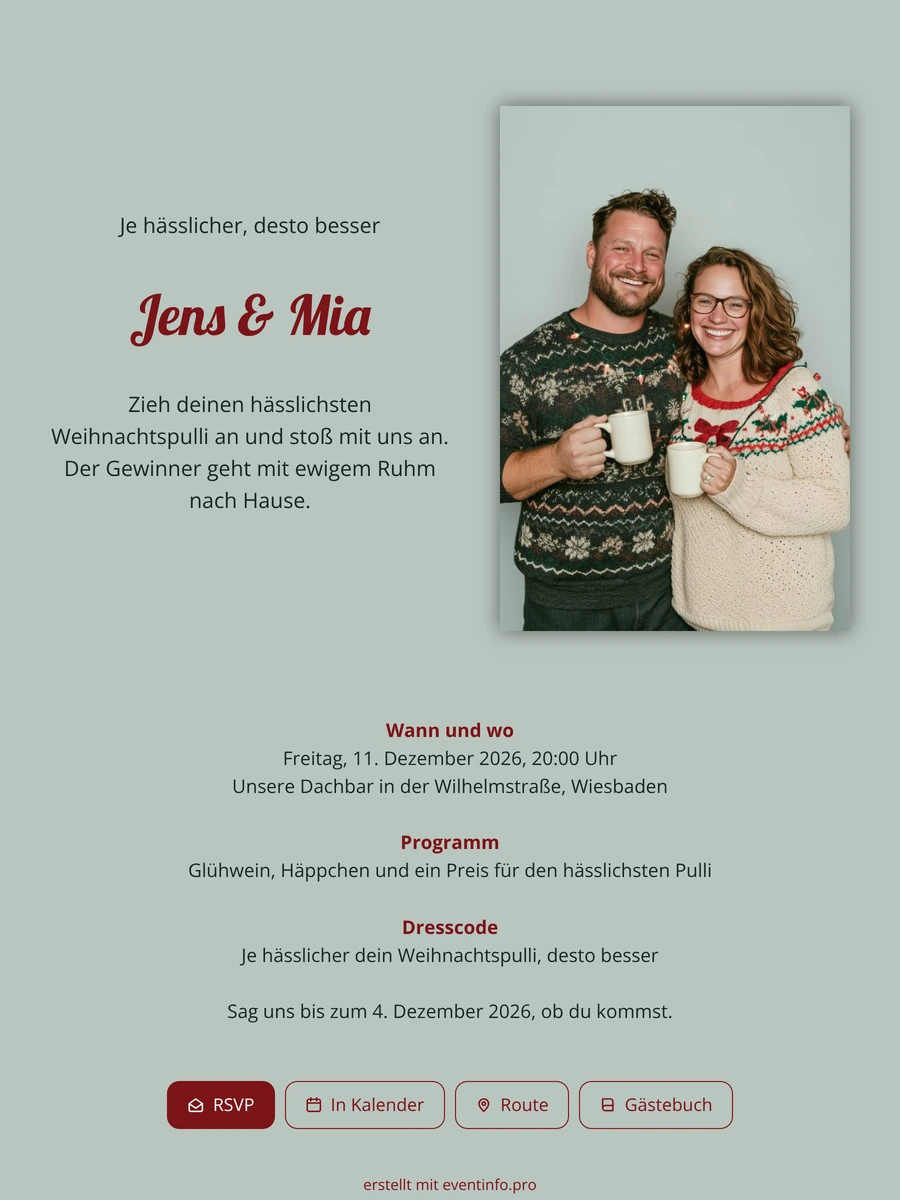 Einladung zur Weihnachtspulli-Party online gestalten