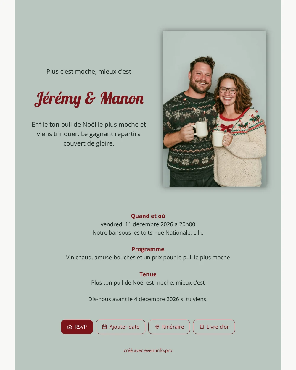 Créer une invitation soirée pull moche &ndash; exemple 1