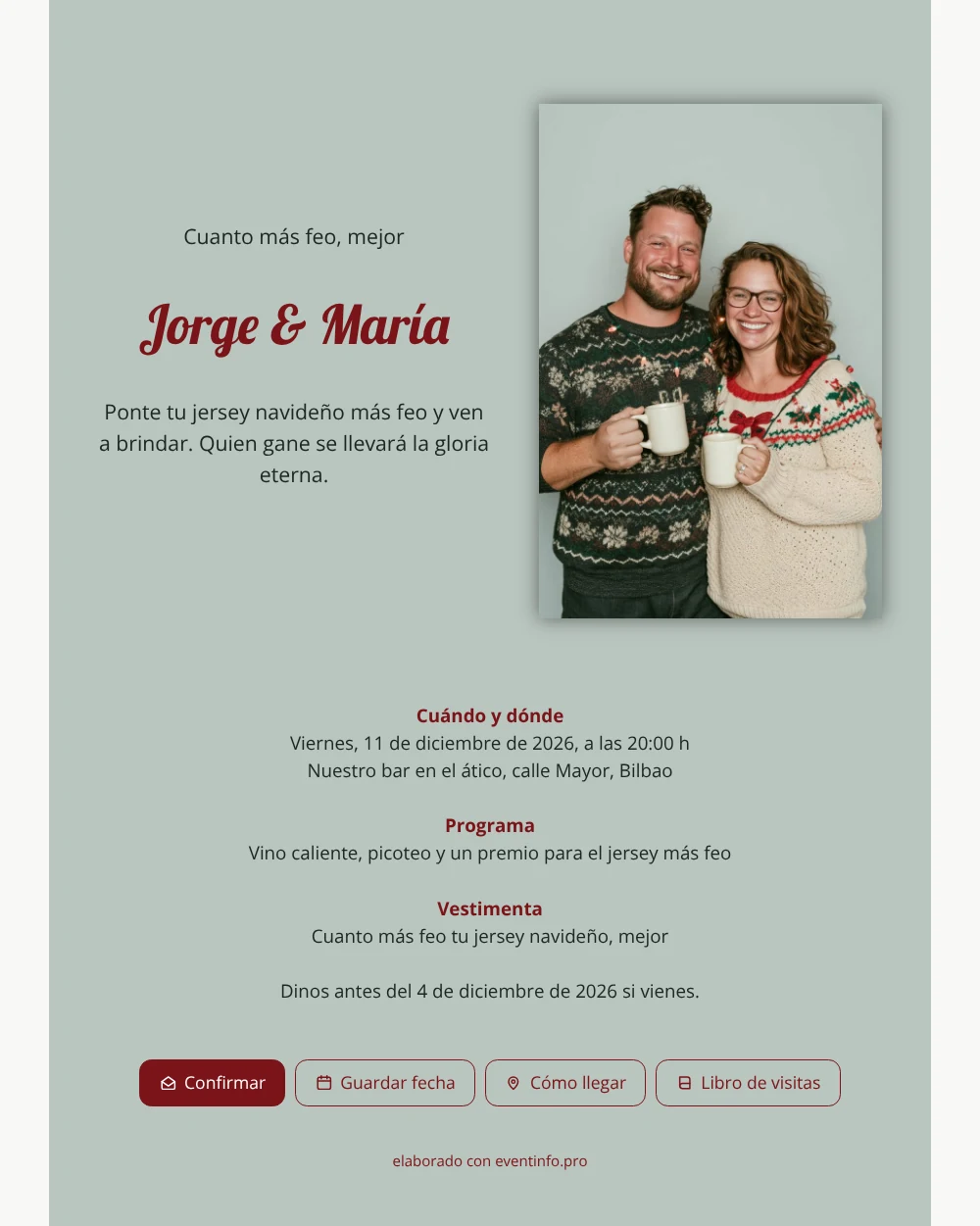 Crear una invitación con jerséis navideños feos &ndash; ejemplo 1