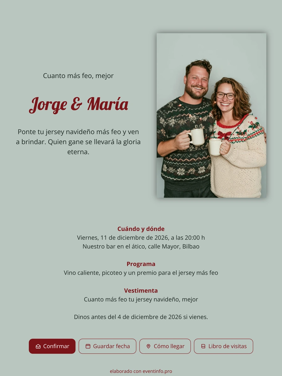 Crear una invitación con jerséis navideños feos