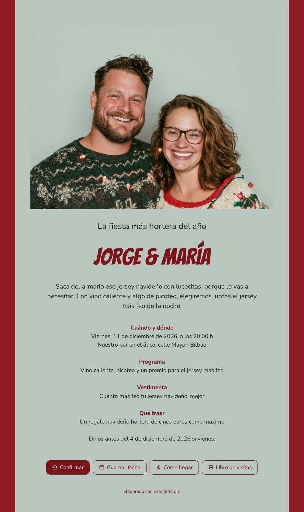 Crea tu invitación de jerséis feos &ndash; ejemplo 1