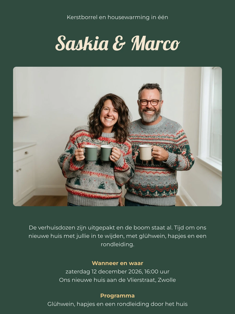 Uitnodiging voor een groene kersthousewarming maken