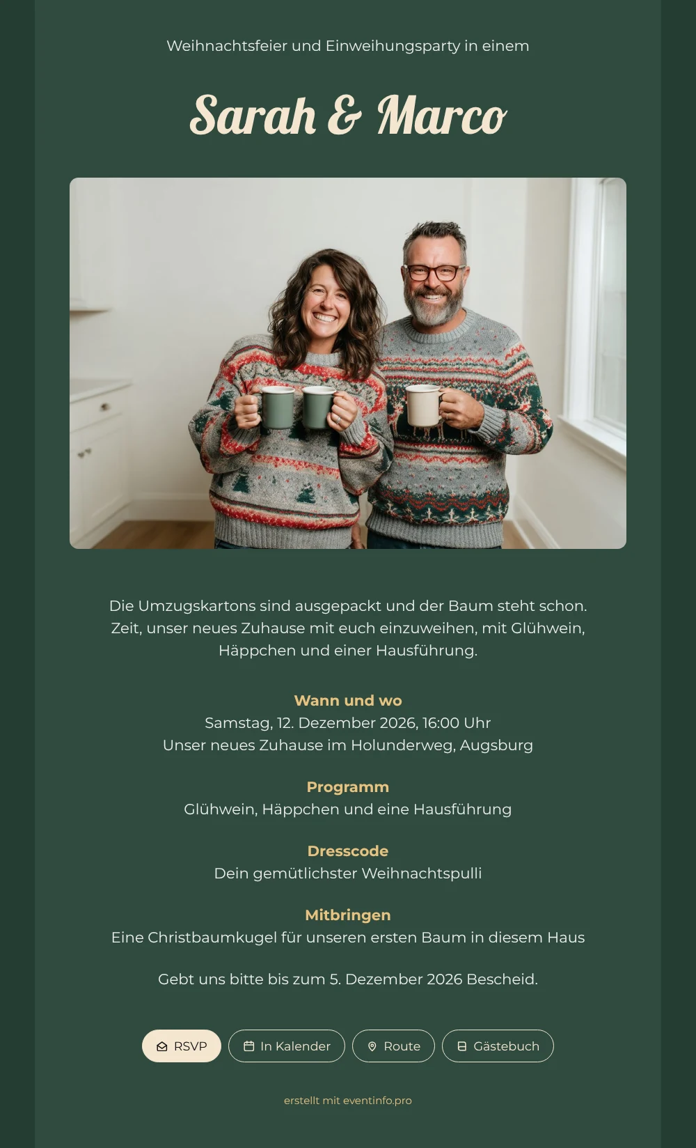Einladung zur Einweihung an Weihnachten gestalten &ndash; Beispiel 1