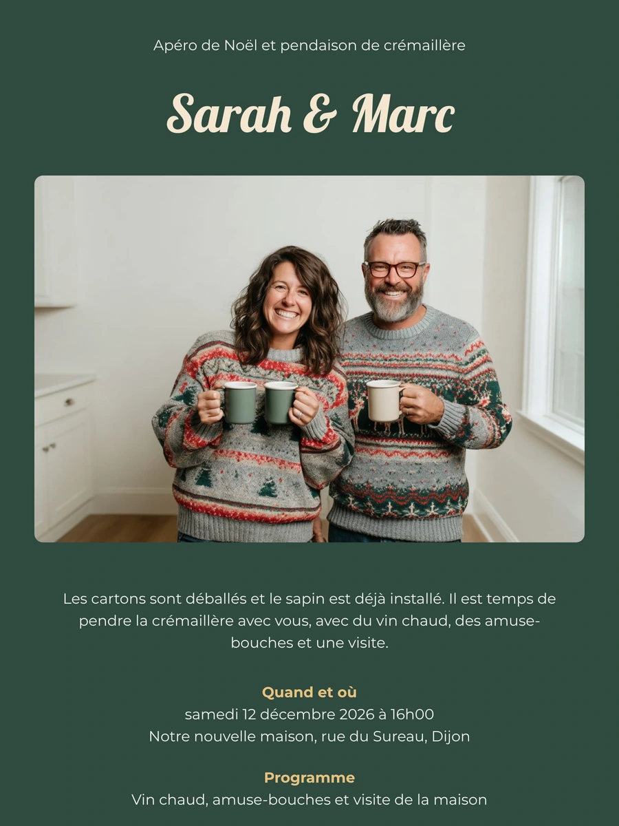 Envoyer une invitation de crémaillère hivernale